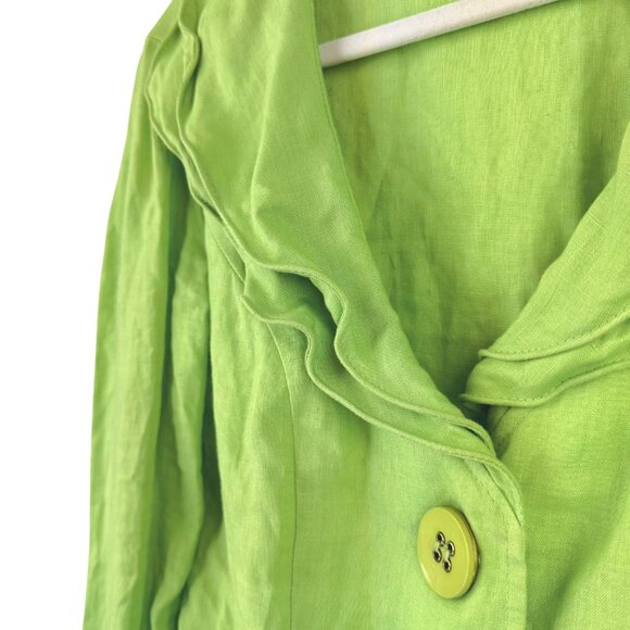 Vintage | Joseph Ribkoff | 6 | Ruffled Collar Blazer | Green | Y2K | Feminine - Picture 7 of 16